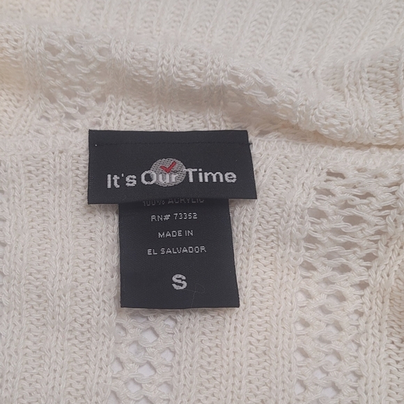 IT'S OUR TIME Ivory Juniors Open Knit Shrug Cardigan Size Small - Picture 8 of 8